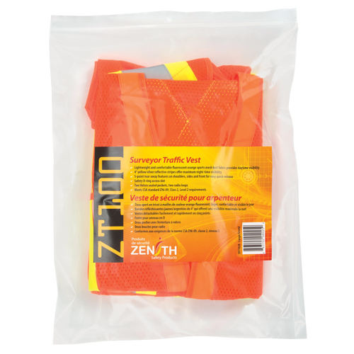 Surveyor's Safety Vest, High Visibility Orange, Large, Polyester FMT Sales Ltd