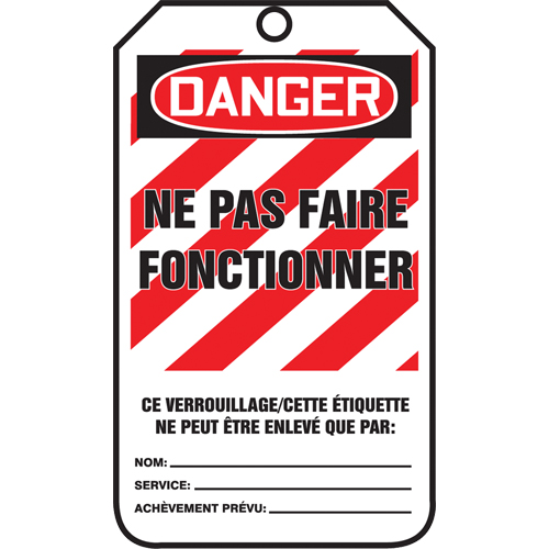 &eacute;tiquettes de verrouillage, Plastique, 3-3/8" la x 5-5/8" h, Français FMT Sales Ltd