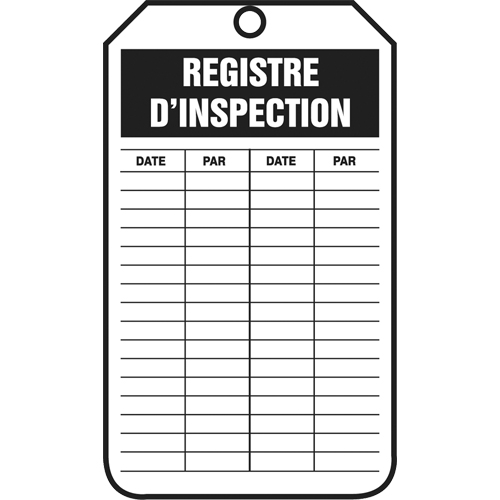 &eacute;tiquettes de s&eacute;curit&eacute; d'inspection et de contr&ocirc;le de l'&eacute;tat de l'&eacute;quipement, Papier cartonn&eacute;, 3-1/8" la x 5-7/8" h, Français FMT Sales Ltd