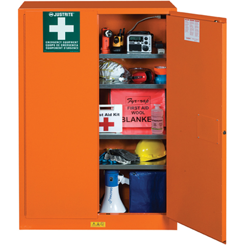 Armoires de rangement pour pr&eacute;paration aux situations d'urgence, Acier, 4 Tablettes, 65" h x 43" la x 18" P, Orange FMT Sales Ltd