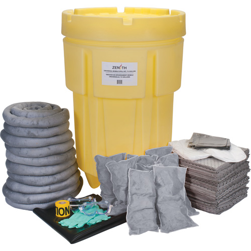 Trousse de lutte contre les d&eacute;versements de premi&egrave;re qualit&eacute; pour atelier, Universel, Baril, Absorbance de 95 gal. US FMT Sales Ltd