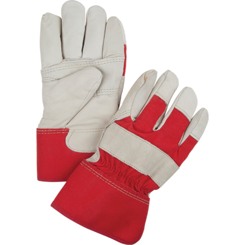 Red & White Winter-Lined Fitters Gloves, Large, Grain Cowhide Palm, Boa Inner Lining FMT Sales Ltd