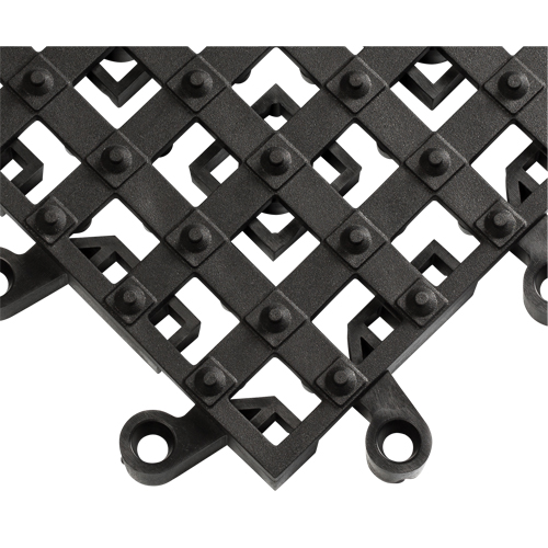 ErgoDeck&reg; Matting With Integrated No-Slip Cleats No. 553, PVC, 1-1/2' W x 1-1/2' L, 7/8" Thick, Black FMT Sales Ltd