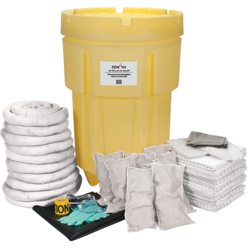 Trousse de lutte contre les d&eacute;versements pour &eacute;tabli, Huile seulement, Baril, Absorbance de 95 gal. US FMT Sales Ltd