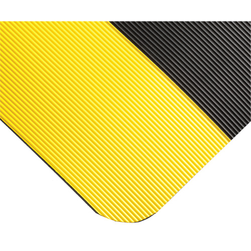 Corrugated Switchboard Matting No.702, 3' W x 5' L, 1/4" Thickness, Black/Yellow, PVC FMT Sales Ltd