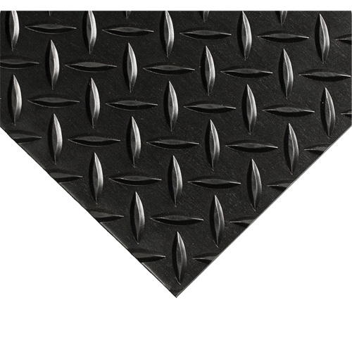 Diamond-Plate Switchboard Matting No.701, 3' W x 10' L, 1/4" Thickness, Black, PVC FMT Sales Ltd