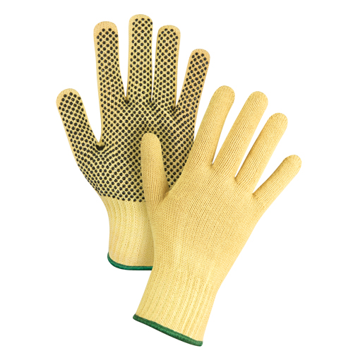 Gants tricot&eacute;s sans couture &agrave; pois, Taille Moyen/8, Calibre 7, Rev&ecirc;tement PVC, Enveloppe en Kevlar, ASTM ANSI niveau A2/EN 388 niveau 3 FMT Sales Ltd