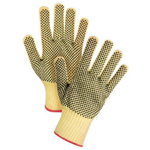 Gants tricot&eacute;s deux c&ocirc;t&eacute;s, sans couture, &agrave; pois, Taille Petit/7, Calibre 7, Rev&ecirc;tement PVC, Enveloppe en Kevlar, ASTM ANSI niveau A2/EN 388 niveau 3 FMT Sales Ltd