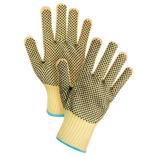 Gants tricot&eacute;s deux c&ocirc;t&eacute;s, sans couture, &agrave; pois, Taille T-Grand/10, Calibre 7, Rev&ecirc;tement PVC, Enveloppe en Kevlar, ASTM ANSI niveau A2/EN 388 niveau 3 FMT Sales Ltd