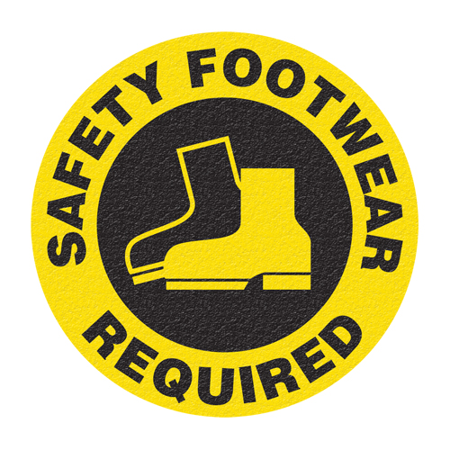 Panneau de signalisation au sol  Safety Footwear , Adh&eacute;sif, Anglais avec pictogramme FMT Sales Ltd