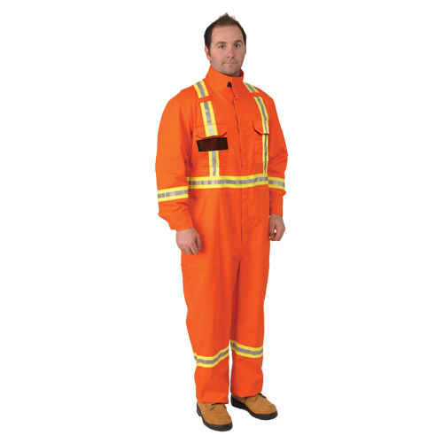 Firewall FR&reg; Striped Coveralls, Size Small, Orange FMT Sales Ltd