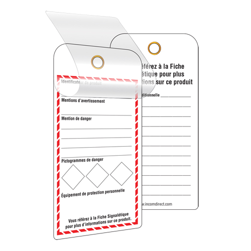 GHS Self-Laminating Workplace Tags, Cardstock, 3" W x 6" H, French FMT Sales Ltd