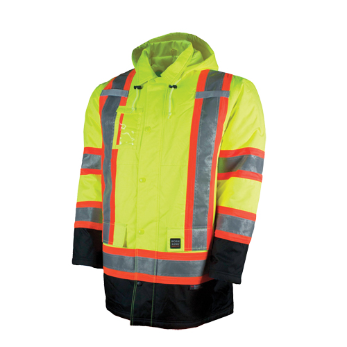 Lined Safety Parka, High Visibility Lime-Yellow, Large FMT Sales Ltd