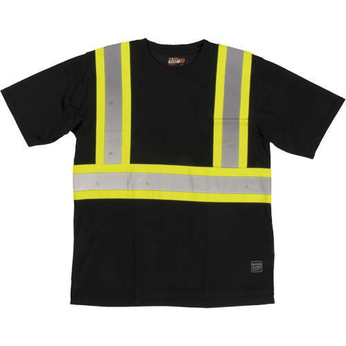 Short-Sleeved Safety T-Shirt with Pocket, Polyester, Large, Black FMT Sales Ltd
