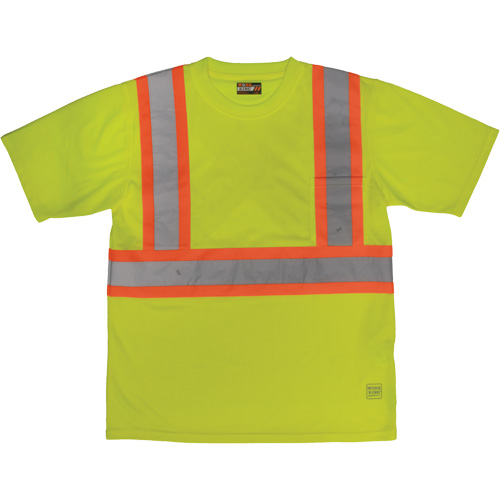 Short-Sleeved Safety T-Shirt with Pocket, Polyester, Large, High Visibility Lime-Yellow FMT Sales Ltd