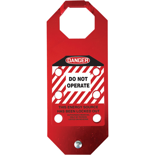 Moraillon de verrouillage pr&eacute;venant l'utilisation conforme aux normes OSHA Danger Stopout Aluma-Tag, Rouge FMT Sales Ltd