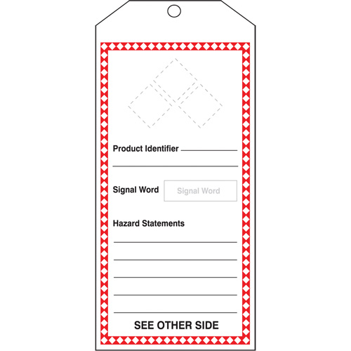 Tr&egrave;s grande &eacute;tiquette SGH, Papier cartonn&eacute;, 3-7/8" la x 8-1/2" h, Anglais FMT Sales Ltd