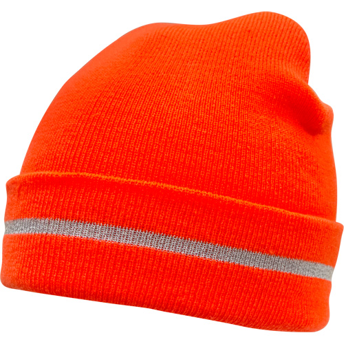 Bonnet en tricot haute visibilit&eacute; avec bande r&eacute;fl&eacute;chissante, Orange haute visibilit&eacute;, Acrylique FMT Sales Ltd