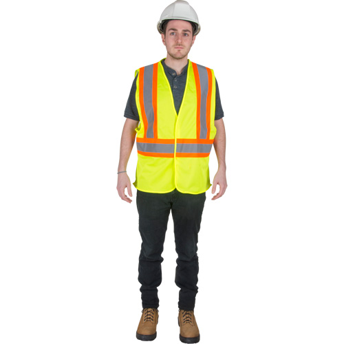Traffic Safety Vest, High Visibility Lime-Yellow, Medium, Polyester FMT Sales Ltd
