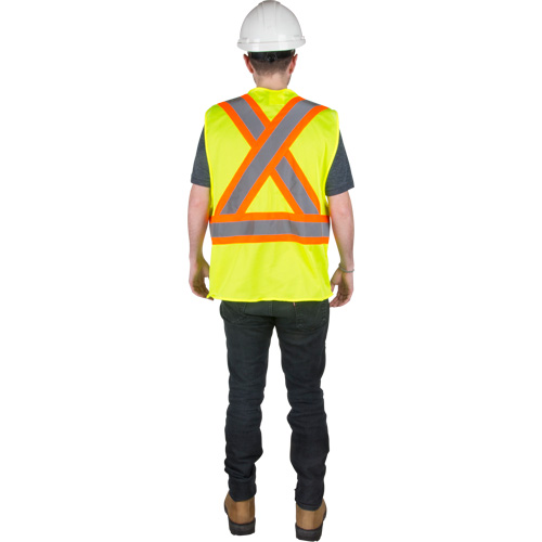 Traffic Safety Vest, High Visibility Lime-Yellow, Medium, Polyester FMT Sales Ltd