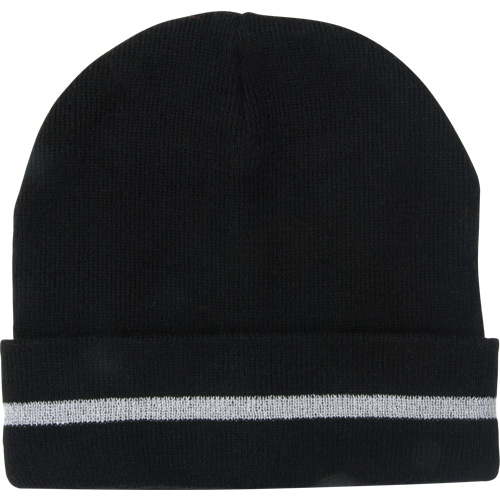 Bonnet en tricot avec bande r&eacute;fl&eacute;chissante argent&eacute;e, Taille unique, Noir FMT Sales Ltd