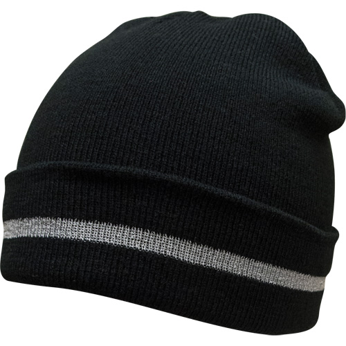 Bonnet en tricot avec bande r&eacute;fl&eacute;chissante argent&eacute;e, Taille unique, Noir FMT Sales Ltd