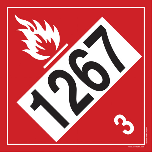 Plaque-&eacute;tiquette TMD 1267 pour liquide inflammable p&eacute;trole brut, Plastique FMT Sales Ltd