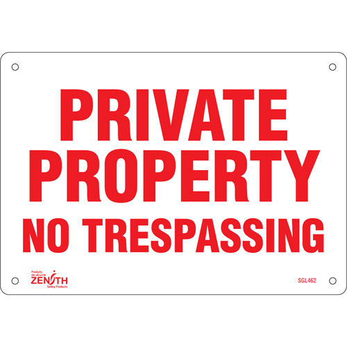 "Private Property" Sign, 7" x 10", Plastic, English FMT Sales Ltd