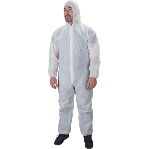 Hooded Coveralls, Medium, White, Polypropylene FMT Sales Ltd