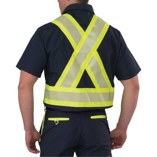 Chemise &agrave; manches courtes haute visibilit&eacute; r&eacute;sistant &agrave; la d&eacute;chirure, Polyester, Moyen (grande taille), Bleu marin FMT Sales Ltd