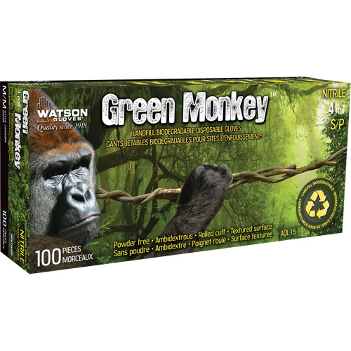 Gants 5559PF Green Monkey, Petit, Nitrile, 4 mils, Sans poudre, Vert FMT Sales Ltd