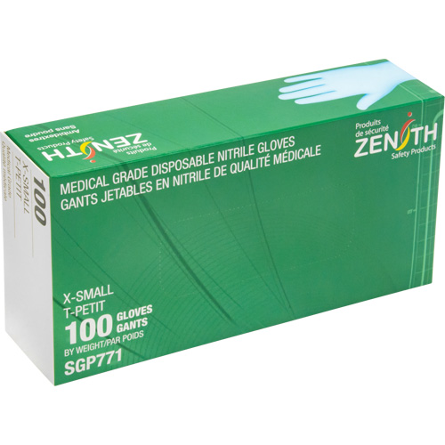 Puncture-Resistant Medical-Grade Disposable Gloves, X-Small, Nitrile, 4.5-mil, Powder-Free, Blue, Class 2 FMT Sales Ltd