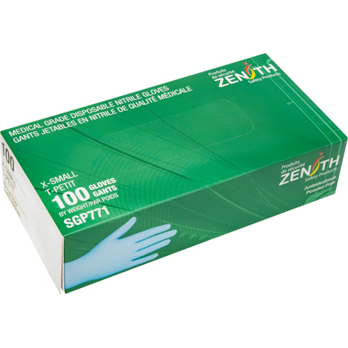 Puncture-Resistant Medical-Grade Disposable Gloves, X-Small, Nitrile, 4.5-mil, Powder-Free, Blue, Class 2 FMT Sales Ltd