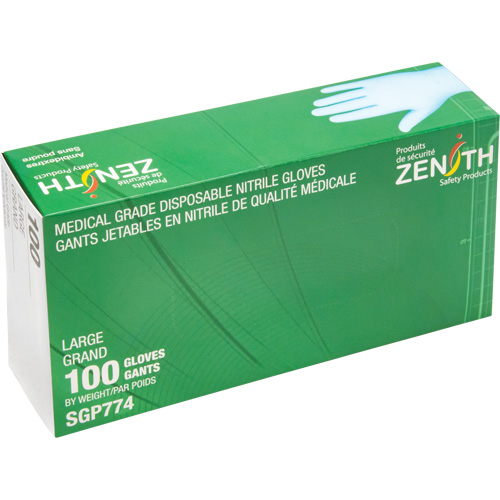 Puncture-Resistant Medical-Grade Disposable Gloves, Large, Nitrile, 4.5-mil, Powder-Free, Blue, Class 2 FMT Sales Ltd