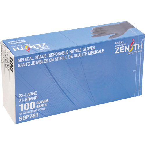 Gants jetables de calibre m&eacute;dical r&eacute;sistants &agrave; la perforation, 2T-Grand, Nitrile, 5 mils, Sans poudre, Noir, Classe 2 FMT Sales Ltd