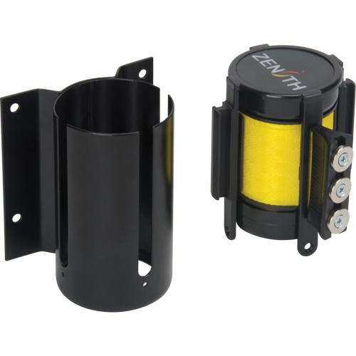 Wall Mount Barrier with Magnetic Tape, Steel, Screw Mount, 12', Yellow Tape FMT Sales Ltd