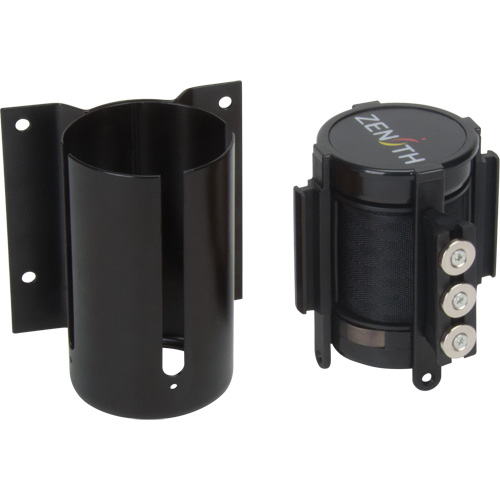 Barri&egrave;re &agrave; fixation murale avec ruban magn&eacute;tique, Acier, Fixation par vis, 12', Ruban Noir FMT Sales Ltd