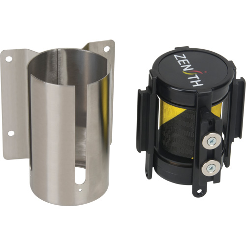 Barri&egrave;re &agrave; fixation murale avec ruban magn&eacute;tique, Acier, Fixation par vis, 7', Ruban Noir et jaune FMT Sales Ltd