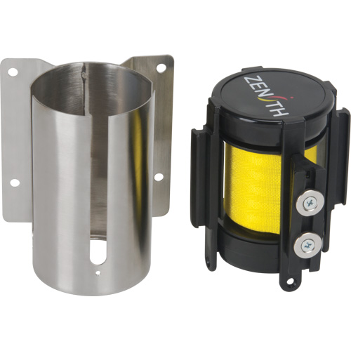 Wall Mount Barrier with Magnetic Tape, Steel, Screw Mount, 7', Yellow Tape FMT Sales Ltd