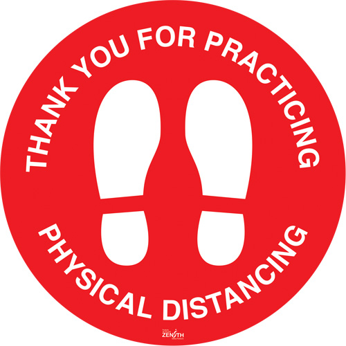 Enseigne pour plancher  Physical Distancing , Adh&eacute;sif, Anglais avec pictogramme FMT Sales Ltd