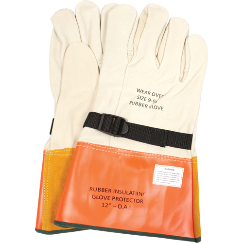 Leather Protector Gloves with Strap, Size 8, 12" L FMT Sales Ltd