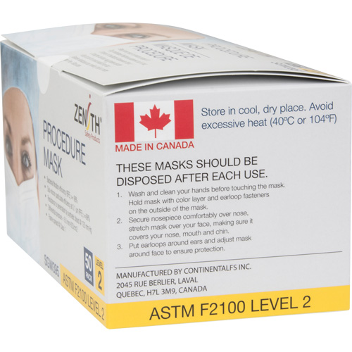 Masques d'intervention jetables, ASTM F2100 Niveau 2, Classe 1 FMT Sales Ltd