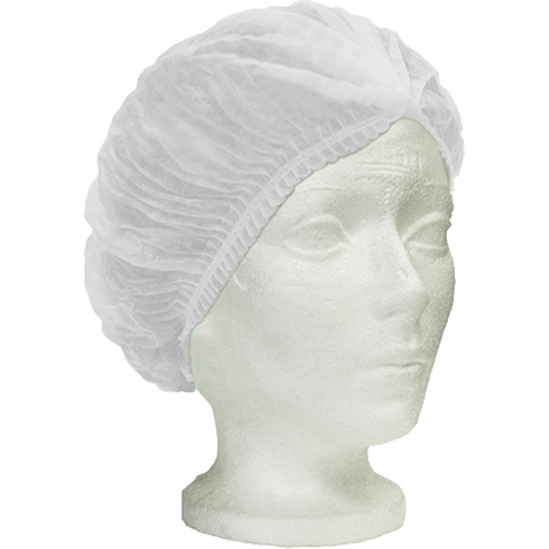 Ronco Care Pleated Bouffant Cap, Polypropylene, 24", White FMT Sales Ltd