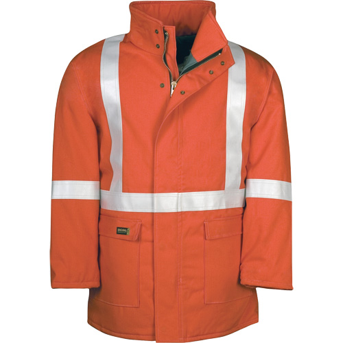 Parka dhiver &agrave; doublure matelass&eacute;e AllOut Westex UltraSoft avec bandes r&eacute;fl&eacute;chissantes, Moyen (grande taille), Orange haute visibilit&eacute;, 46 cal/cm² FMT Sales Ltd
