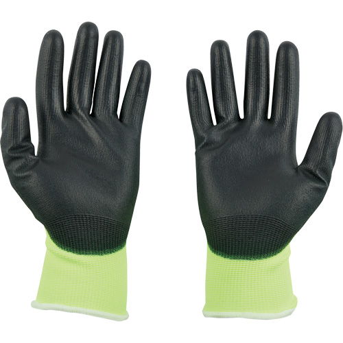 High Visibility Dipped Gloves, Size Medium, 15 Gauge, Polyurethane Coated, Polyethylene Shell, ASTM ANSI Level A1 FMT Sales Ltd