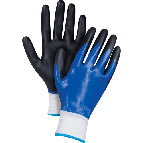 Gants enduits noir & bleu, Grand, R&ecirc;vetement Mousse de nitrile, Calibre 15, Enveloppe en Nylon FMT Sales Ltd