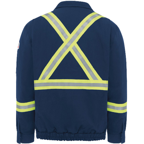 Men's Lined Bomber Jacket with Reflective Trim, Small, Navy Blue, 29 cal/cm² FMT Sales Ltd
