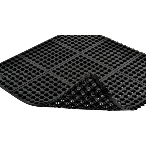 Cushion-Ease&reg; 550 Interlocking Anti-Fatigue Mat, Slotted, 3' x 3' x 3/4", Black, Rubber FMT Sales Ltd