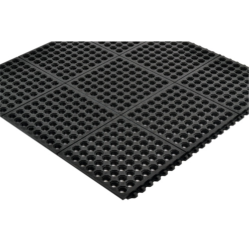 Cushion-Ease&reg; 550 Interlocking Anti-Fatigue Mat, Slotted, 3' x 3' x 3/4", Black, Rubber FMT Sales Ltd