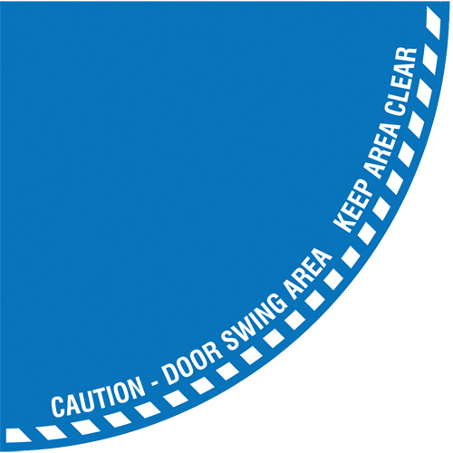Signalisation au sol ?Caution? (attention) pour porte battante en quart de cercle, Adh&eacute;sif, Anglais avec pictogramme FMT Sales Ltd